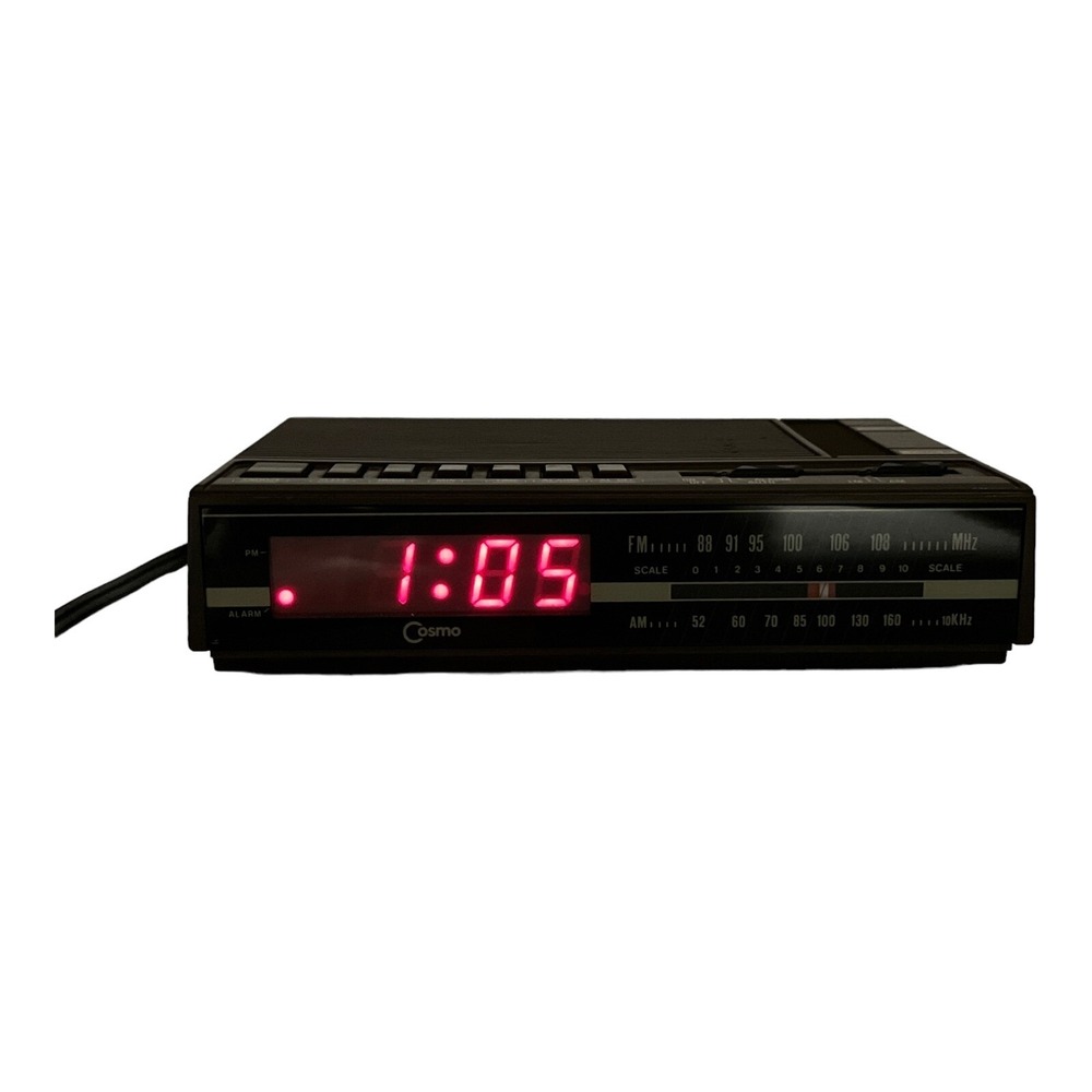 Cosmo Clock Radio Alarm AM FM Dual Speaker Stereo Receiver  CR-2026 Vintage Rare